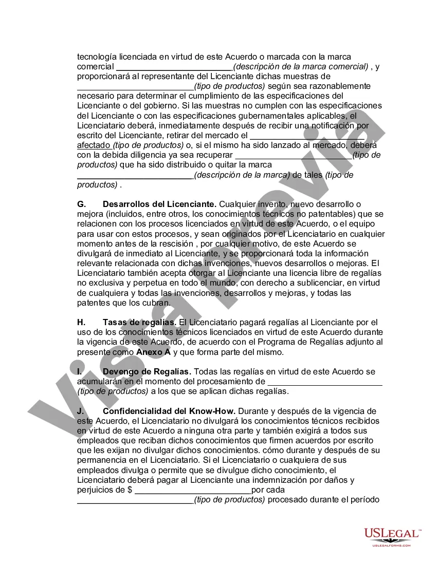 Preview Contrato de Licencia No Exclusiva de Patente de Proceso, Know How y Marca Registrada
