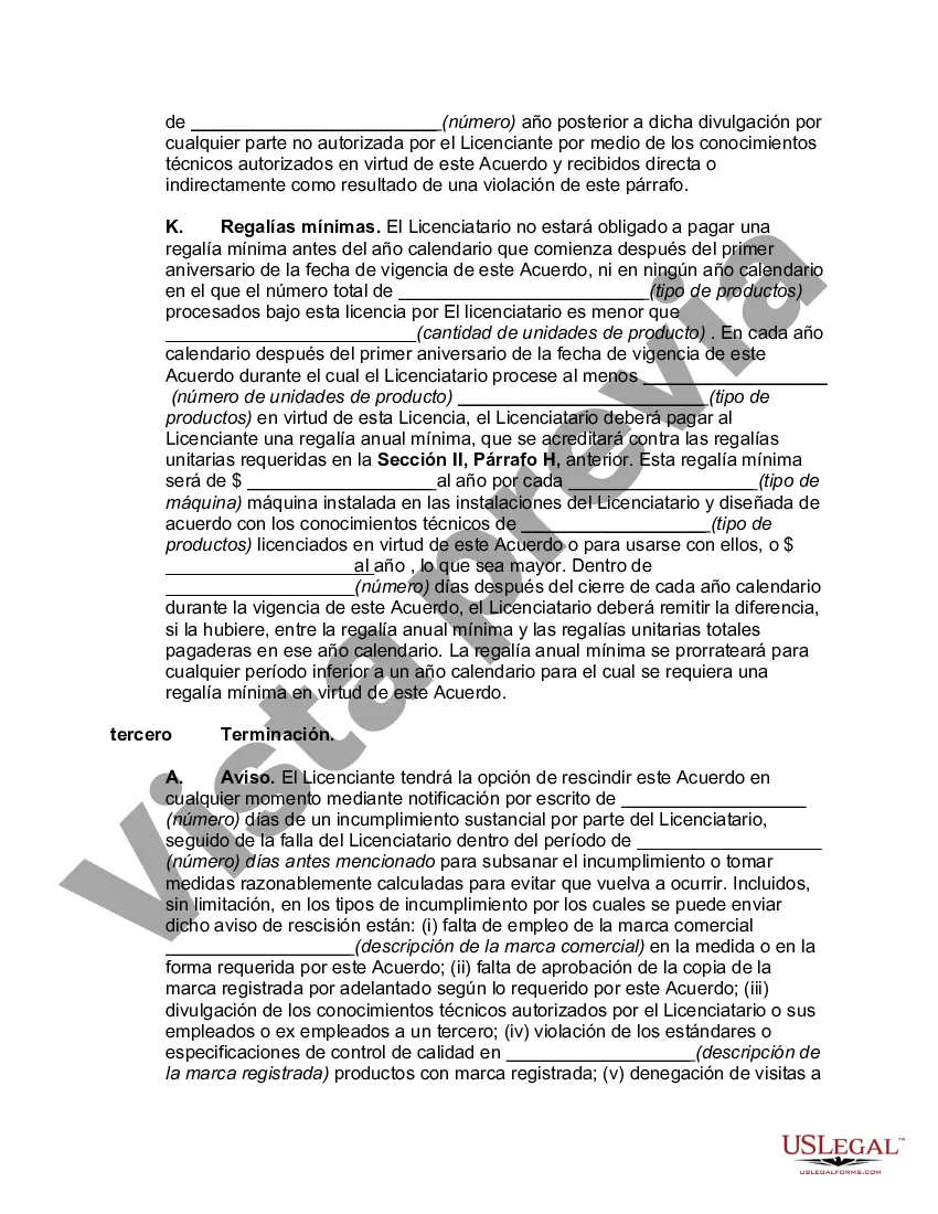 Preview Contrato de Licencia No Exclusiva de Patente de Proceso, Know How y Marca Registrada