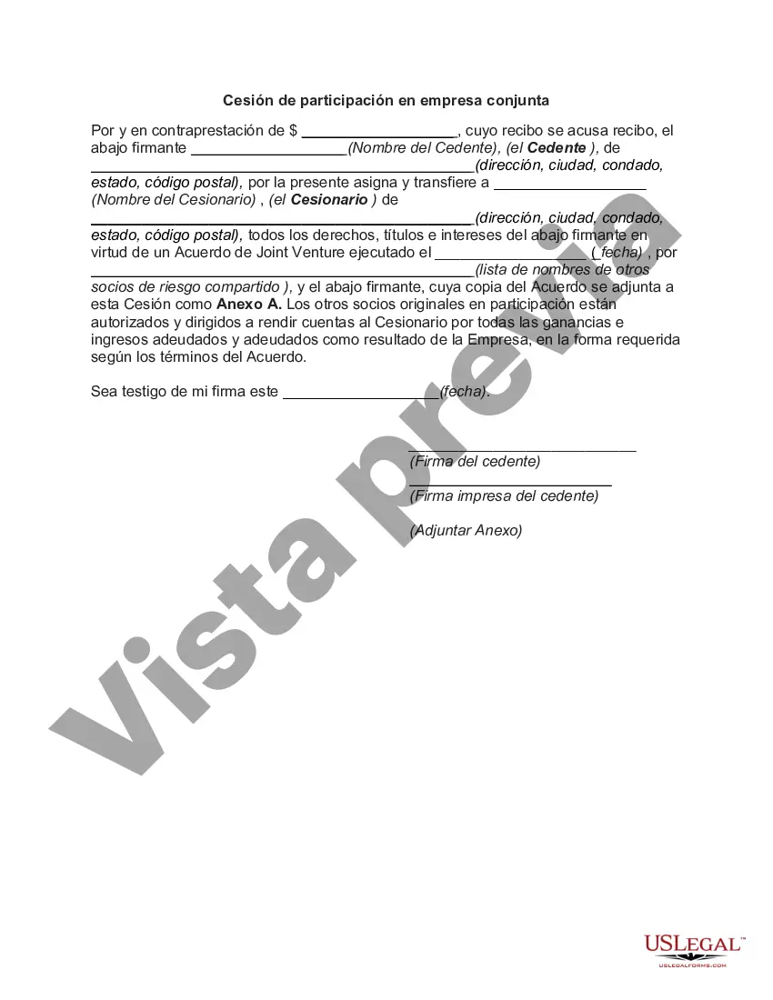 Preview Cesión de participación en empresa conjunta