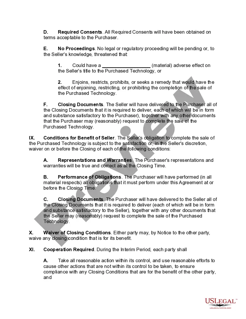 Preview Technology Transfer Agreement