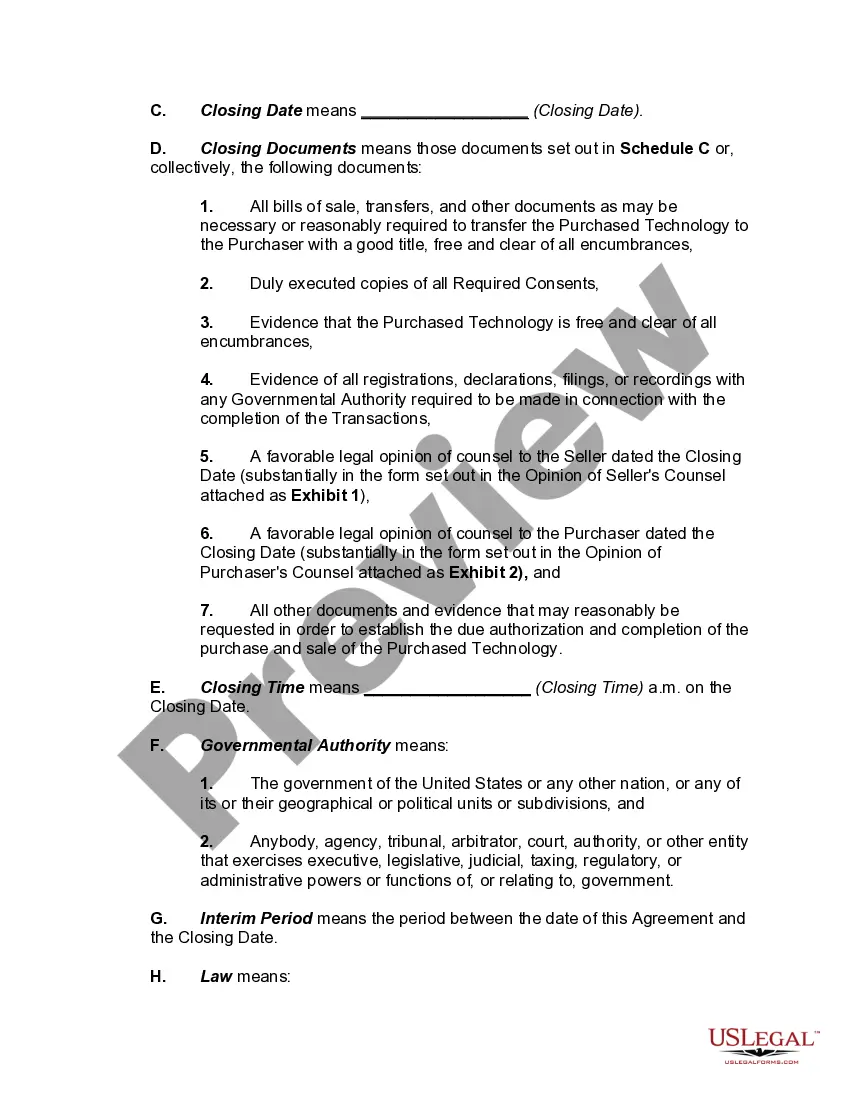 Preview Technology Transfer Agreement