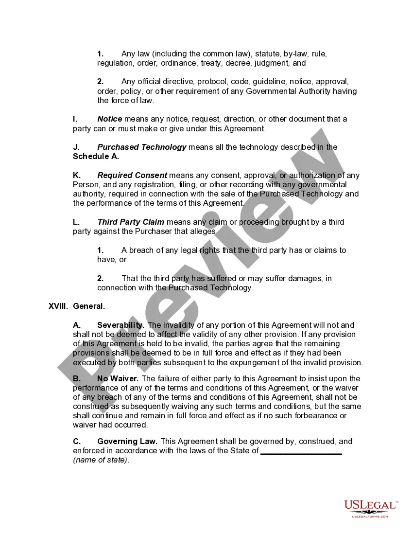 Preview Technology Transfer Agreement