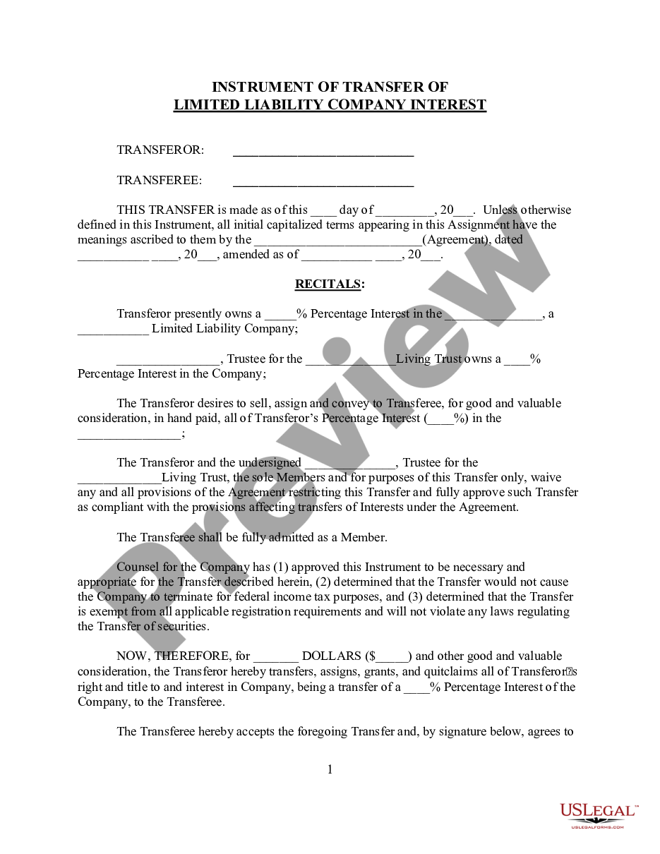 page 0 Assignment of LLC Company Interest to Living Trust preview