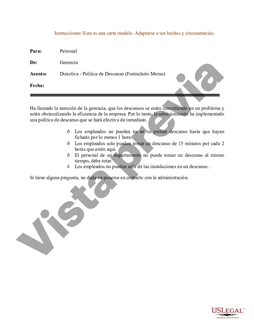 Preview Ejemplo de carta para directiva: política de descanso