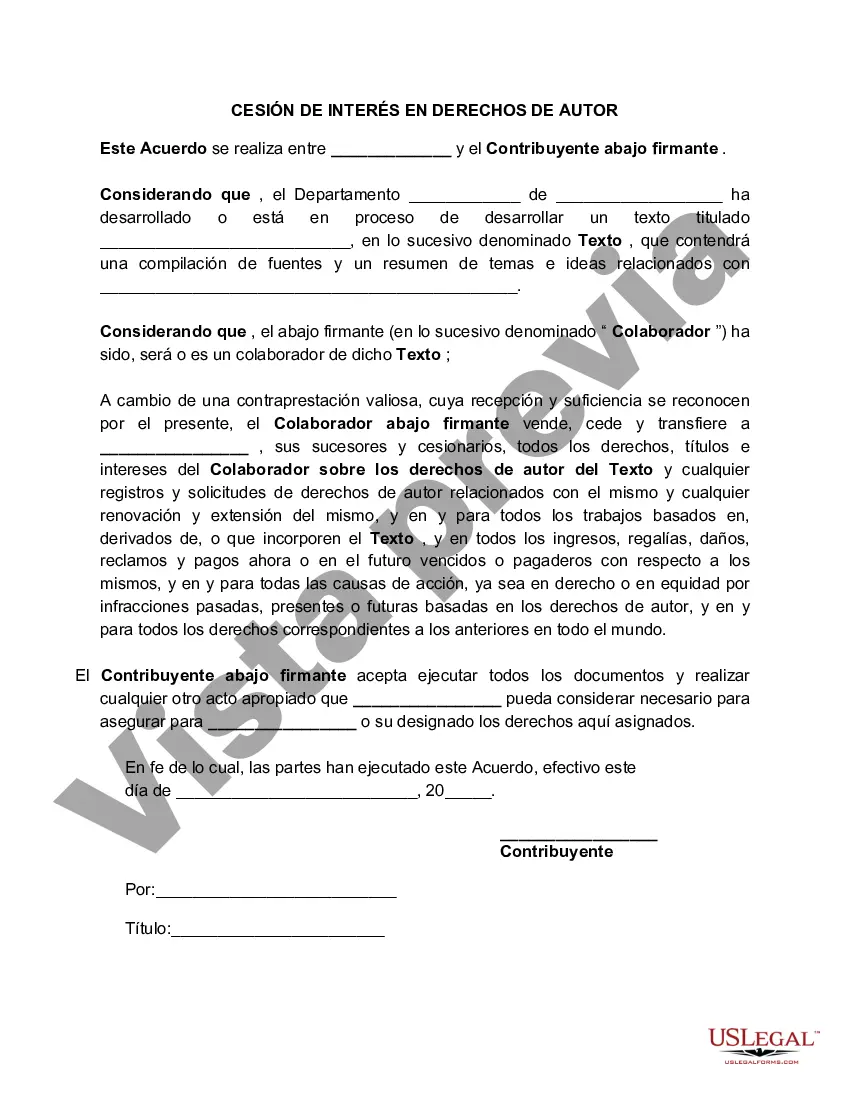 Preview Cesión de interés en los derechos de autor