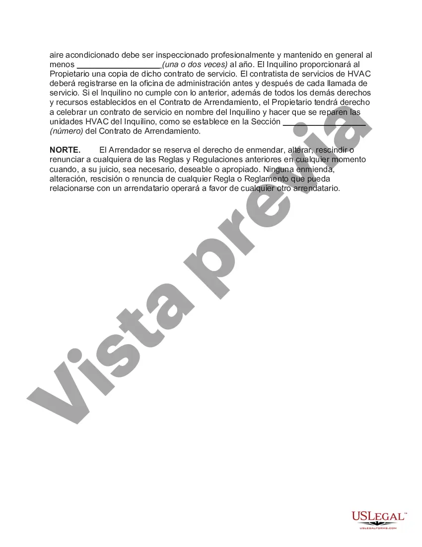 Preview Reglas y Reglamentos Aplicables a los Inquilinos de un Arrendamiento de Espacio Individual en Centro Comercial