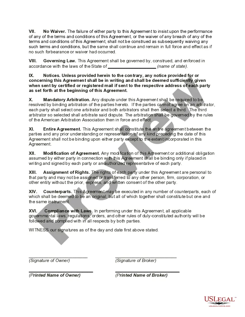 Get Listing Agreement with Broker for Leasing of Premises with Commission Agreement Preview Listing Agreement with Broker for Leasing of Premises with Commission Agreement