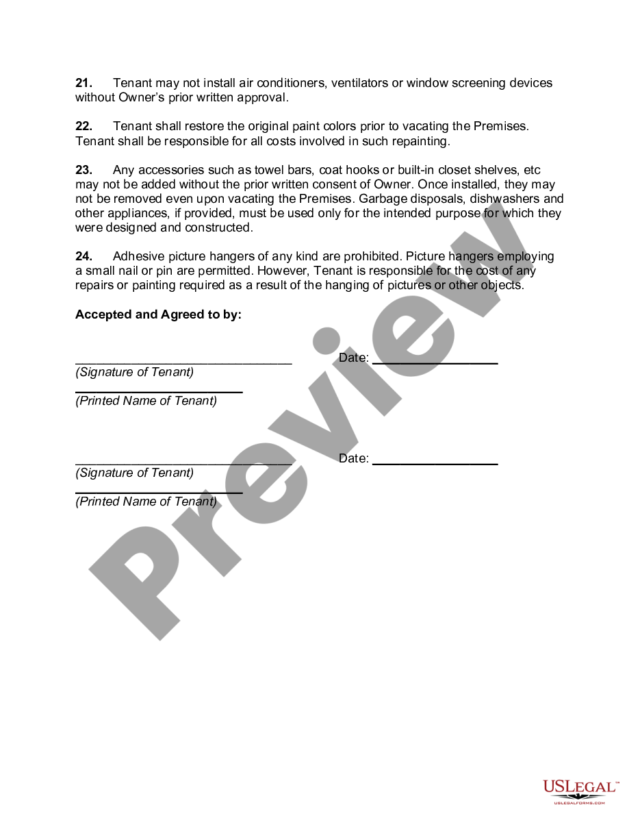 page 2 Residential Lease Rules and Regulations preview
