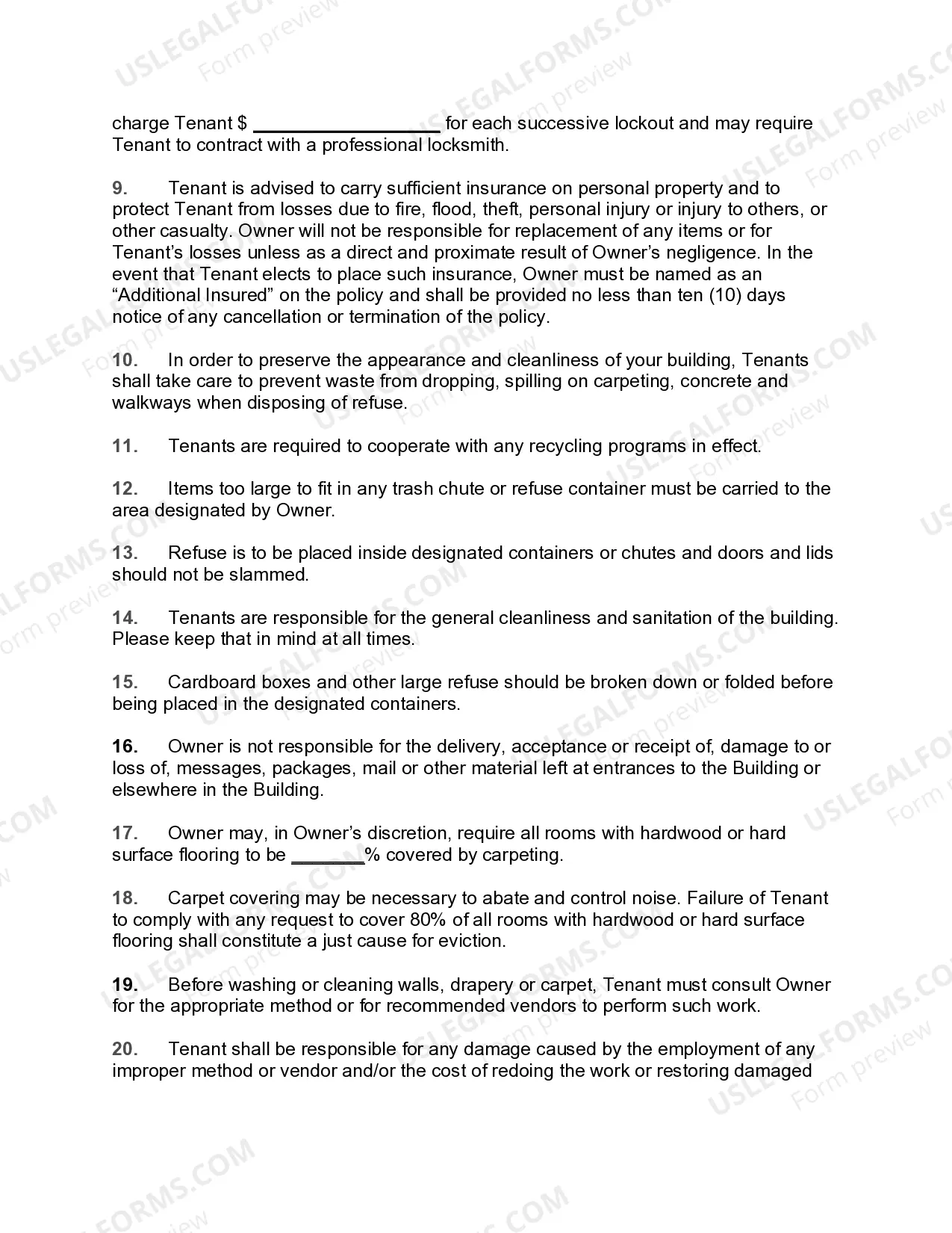 Preview Residential Lease Rules and Regulations