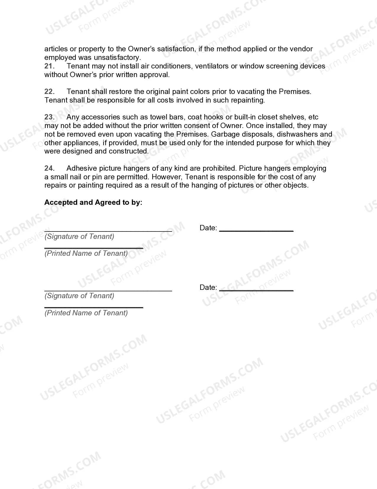 Preview Residential Lease Rules and Regulations