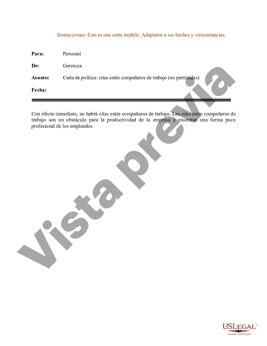 Preview Ejemplo de carta para citas entre compañeros de trabajo - No permitido