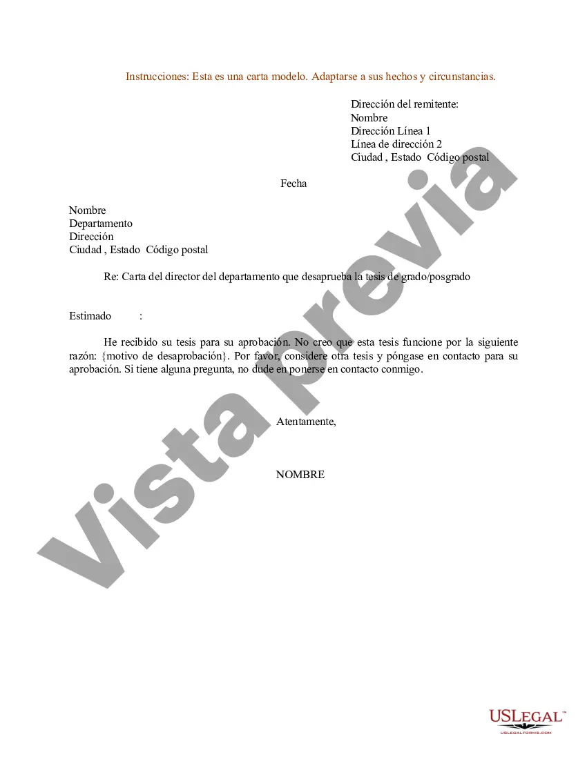 Preview Carta de muestra para carta del director del departamento que desaprueba la tesis de posgrado