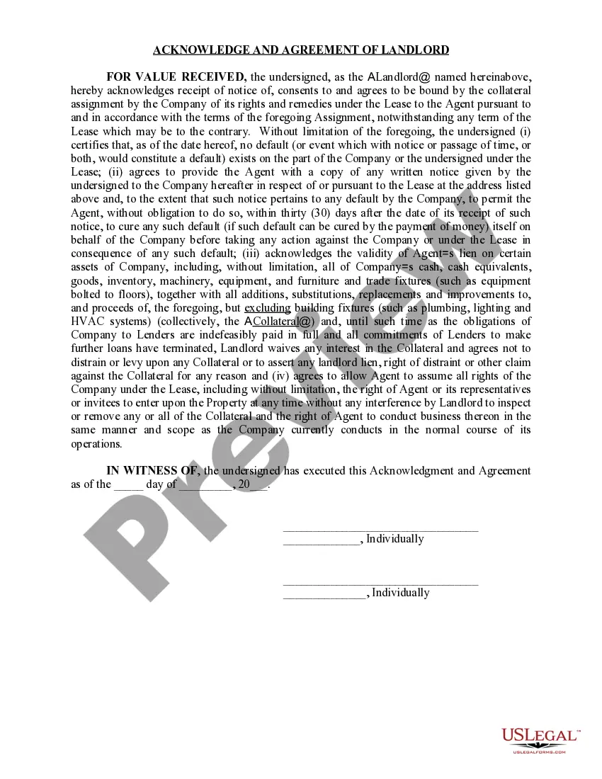 Preview Collateral Assignment of Lease