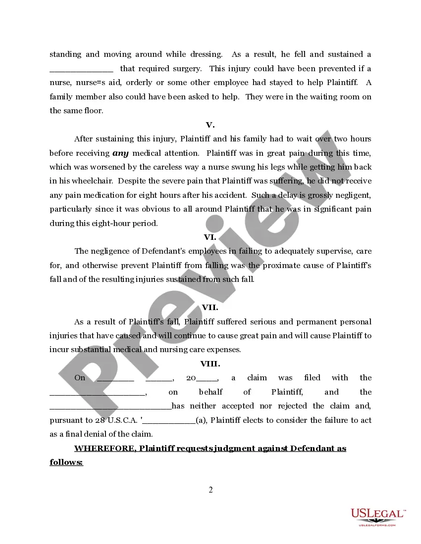 Get Complaint in Federal Court for Preventable Fall At Hospital Preview Complaint in Federal Court for Preventable Fall At Hospital