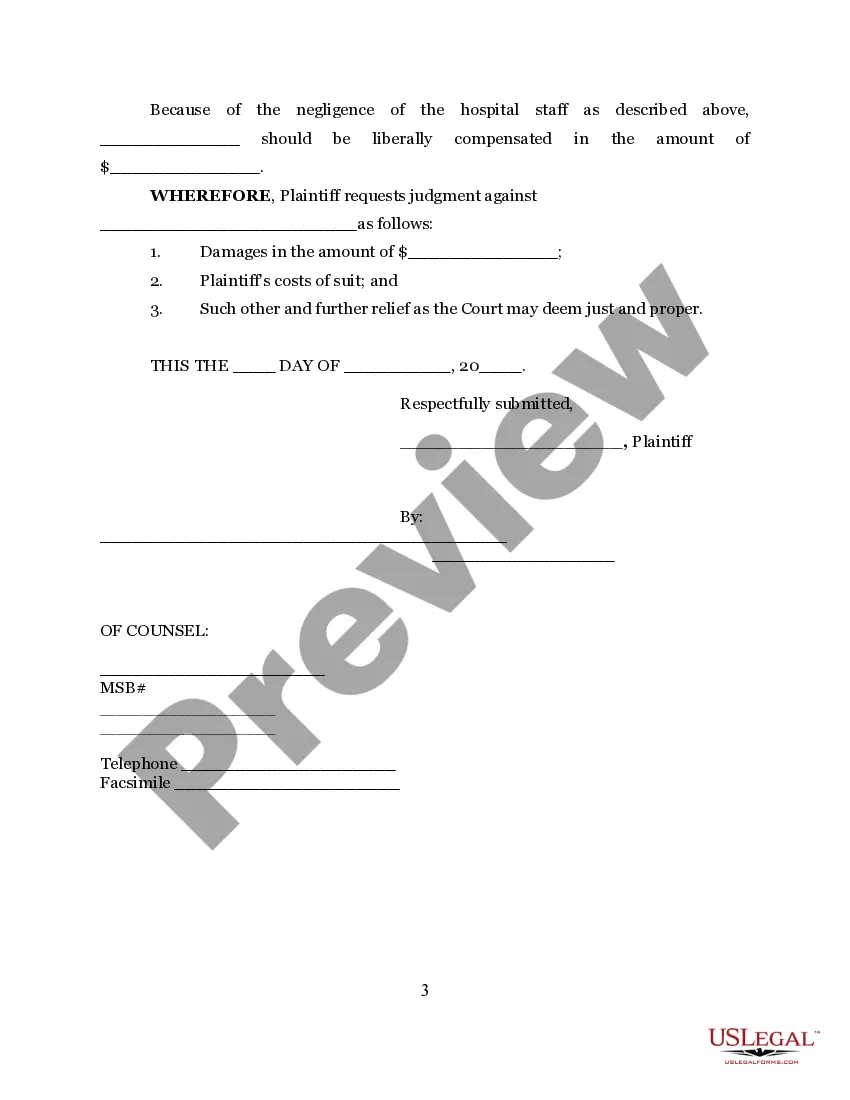 Get Complaint in Federal Court for Preventable Fall At Hospital Preview Complaint in Federal Court for Preventable Fall At Hospital