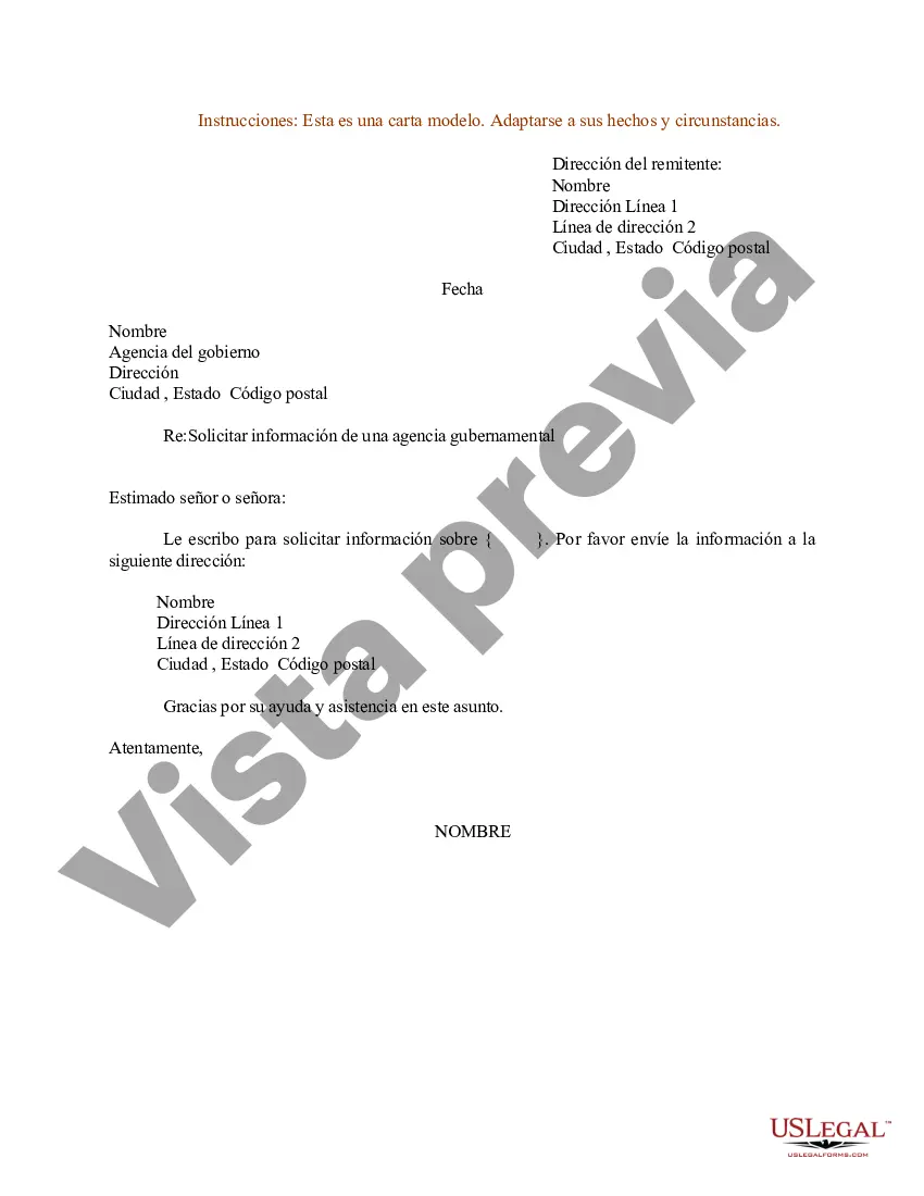 Preview Modelo de carta para solicitar información de una agencia gubernamental