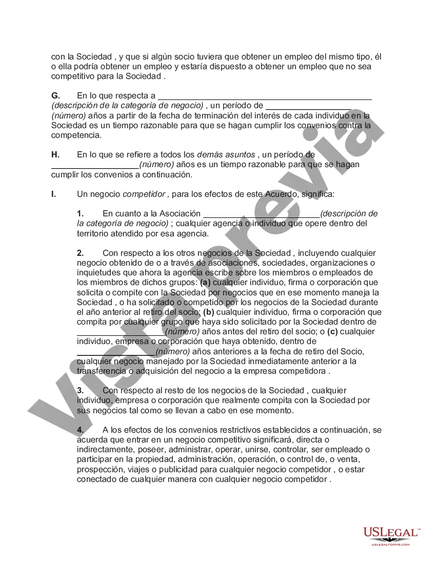 Preview Acuerdo de no competir durante la continuación de la sociedad y después de la disolución