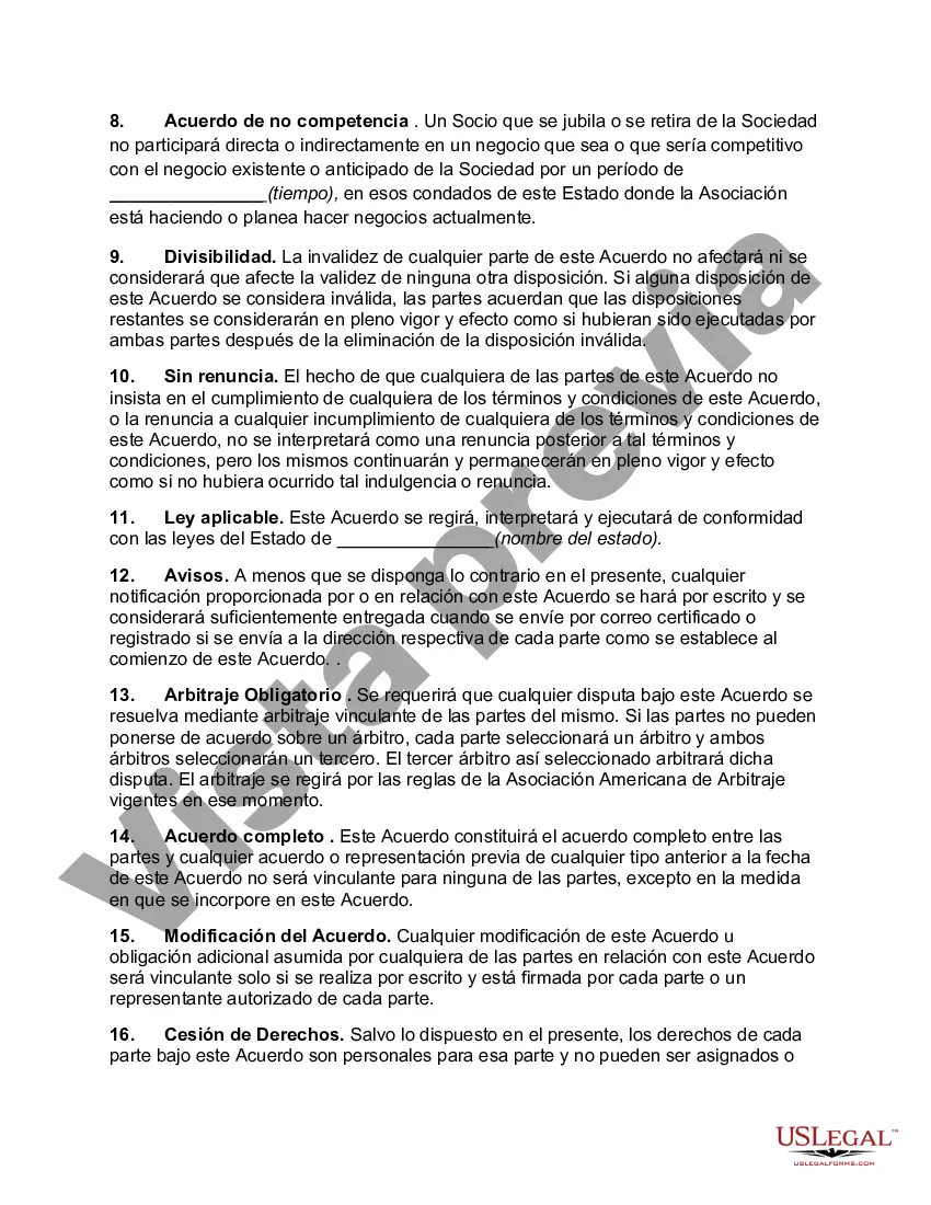 Preview Acuerdo de Asociación con Pacto de No Competir
