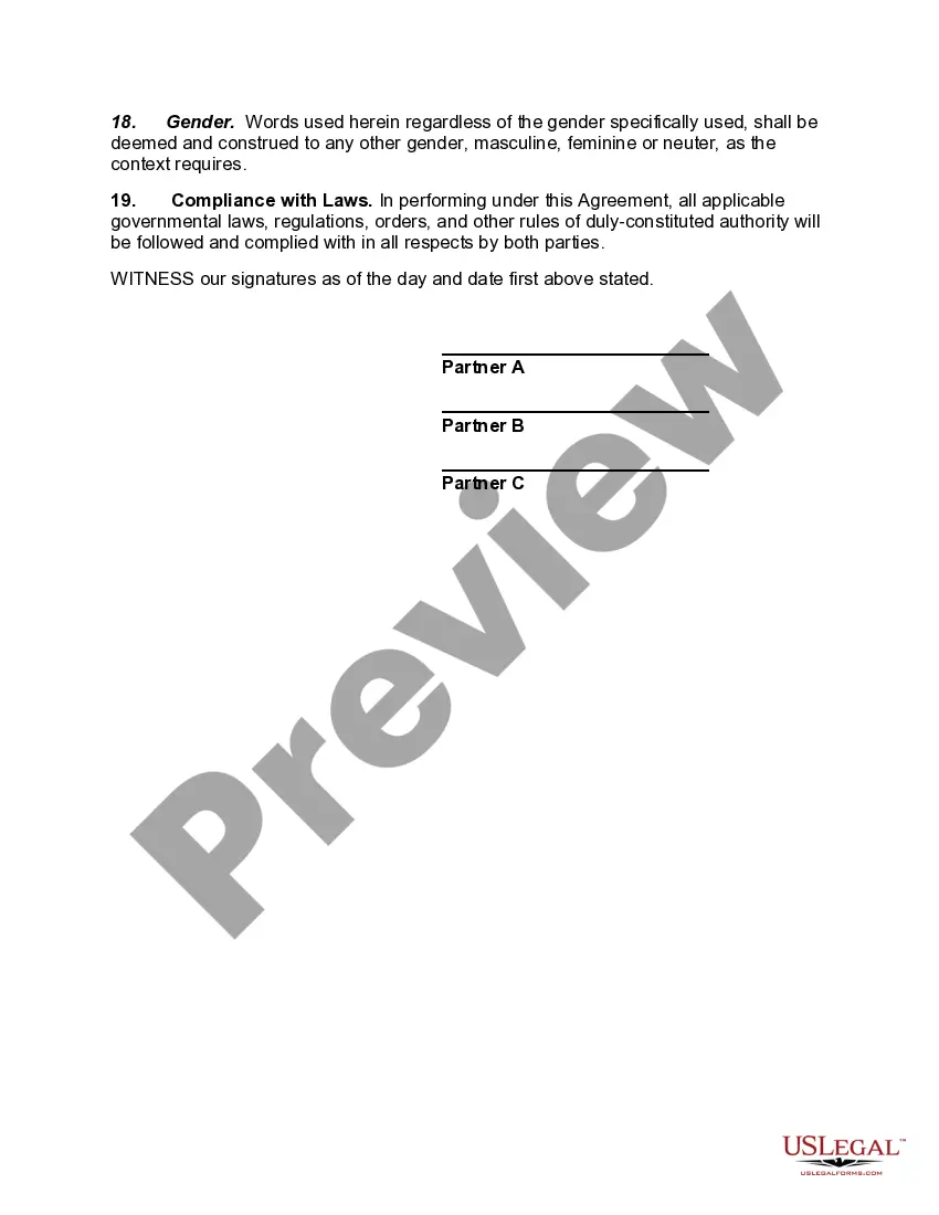 Preview Partnership Agreement with Covenant not to Compete