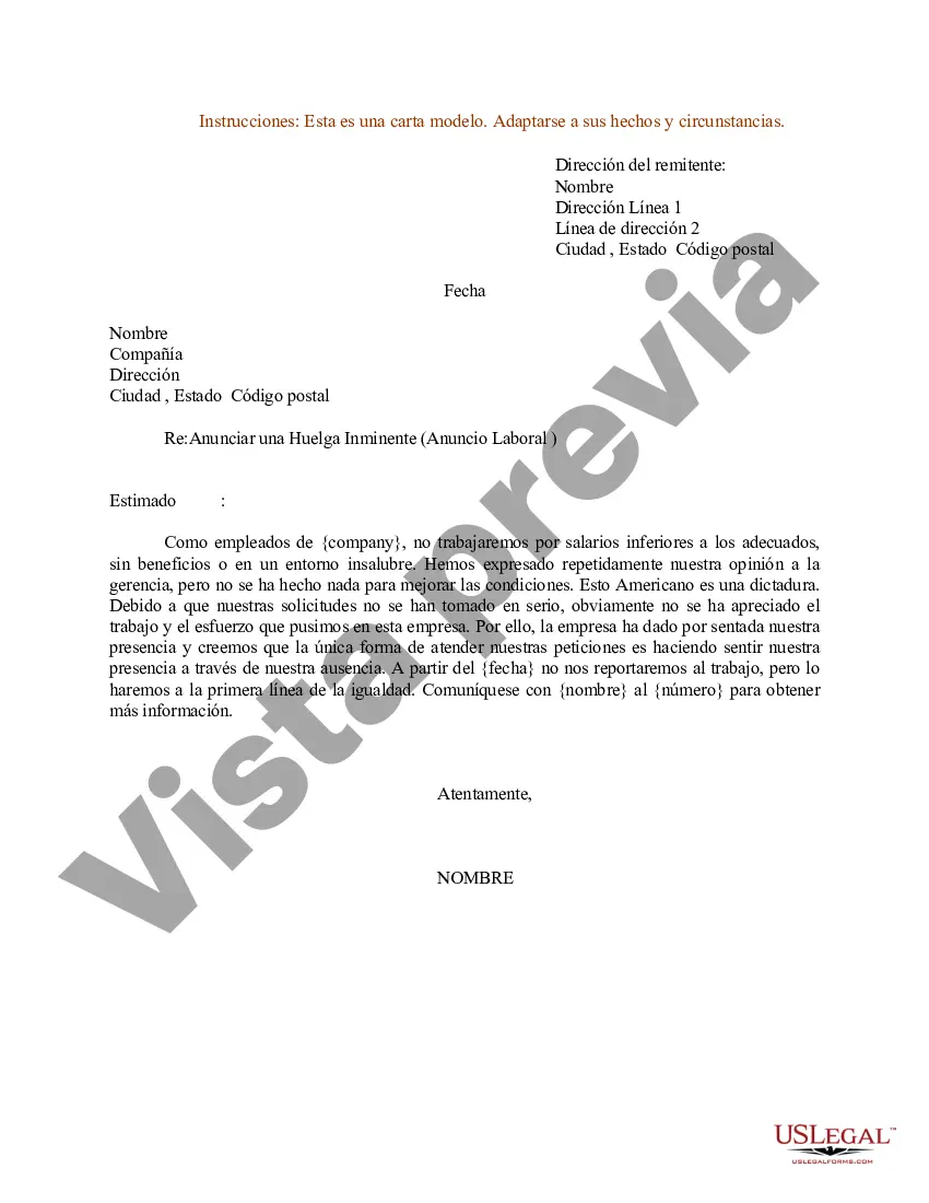 Preview Modelo de carta para anuncio de huelga