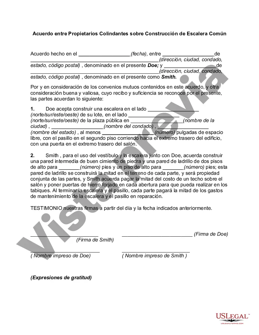 Preview Acuerdo entre Propietarios Colindantes sobre Construcción de Escalera Común