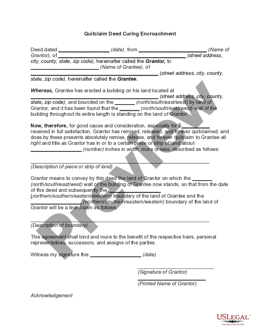 Get Quitclaim Deed Curing Encroachment Preview Quitclaim Deed Curing Encroachment