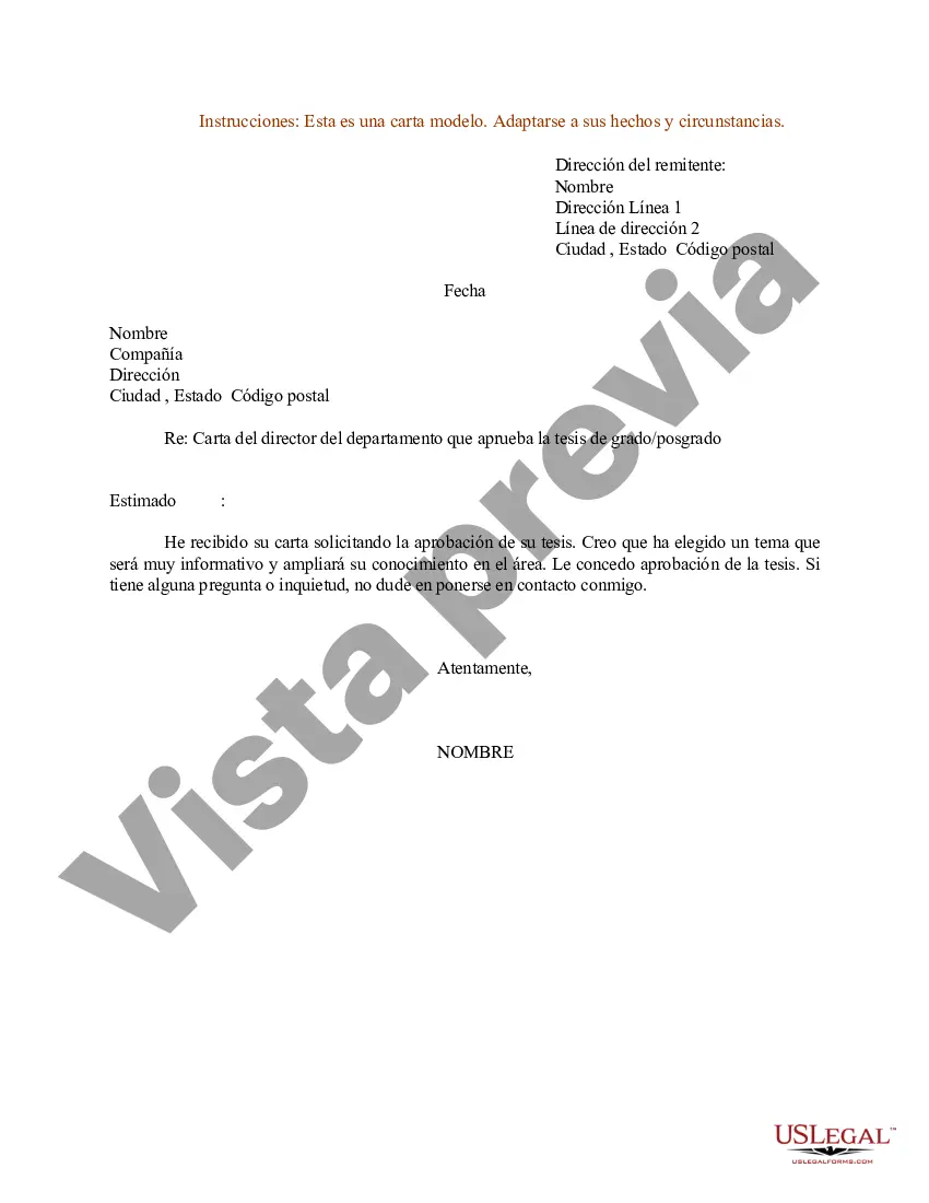 Preview Modelo de carta para la aprobación de la tesis por parte del director del departamento