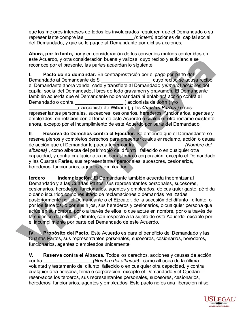 Preview Pacto de no demandar por viuda de accionista fallecido