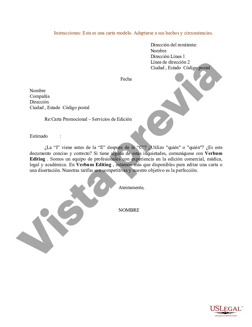 Preview Ejemplo de carta para carta promocional - Servicios de edición