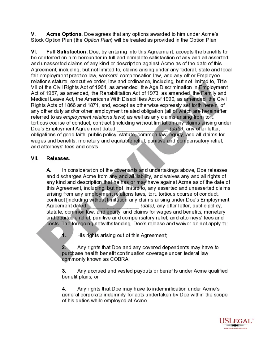 Preview Waiver and Nondisclosure Agreement of Executive Employee Upon Termination by Employer