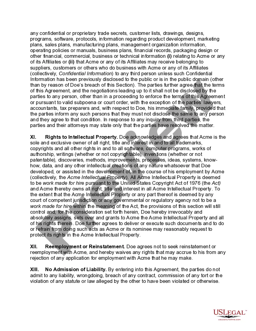 Preview Waiver and Nondisclosure Agreement of Executive Employee Upon Termination by Employer