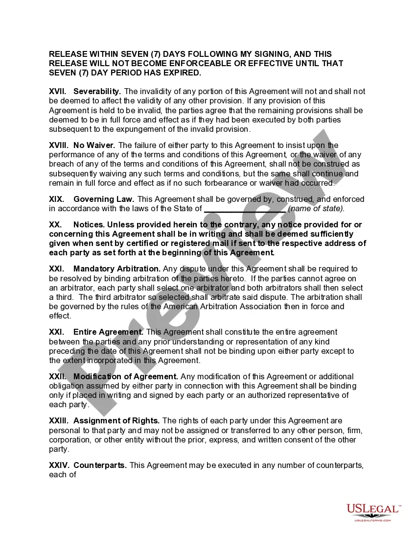 Preview Waiver and Nondisclosure Agreement of Executive Employee Upon Termination by Employer