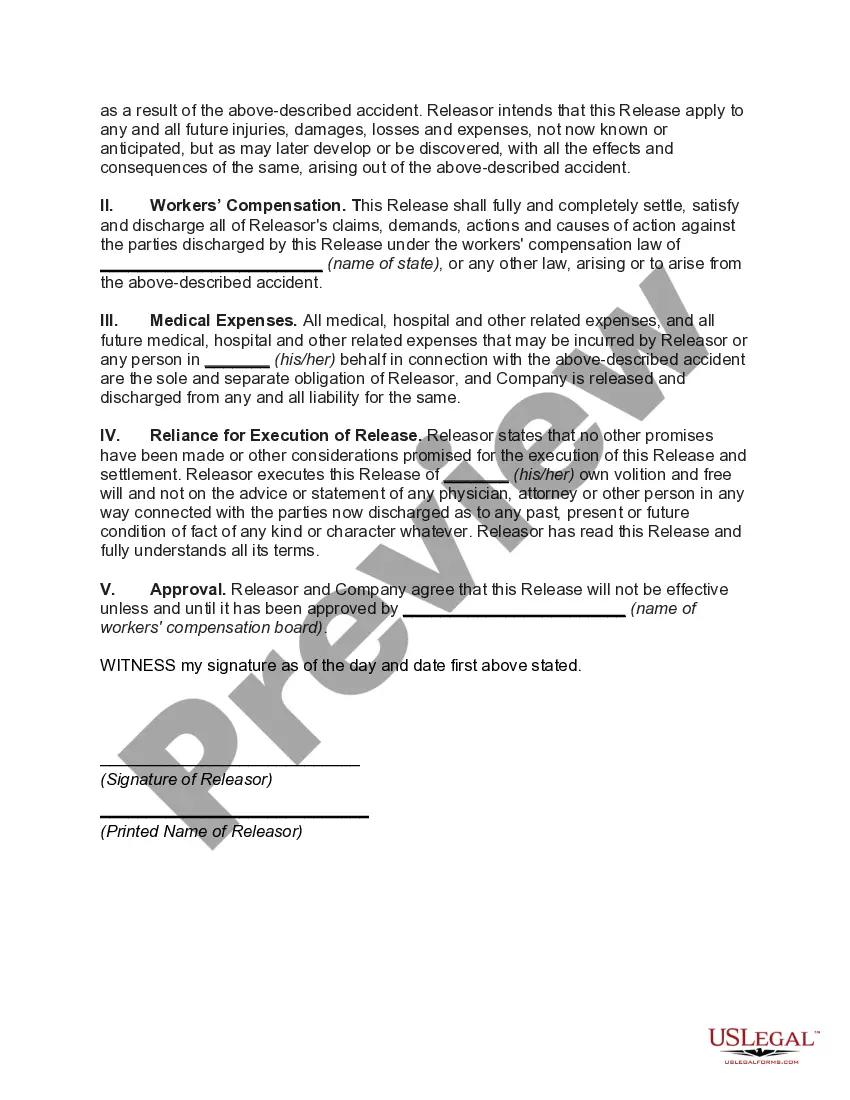 Get Release of Claims for Personal Injuries by Employee Preview Release of Claims for Personal Injuries by Employee