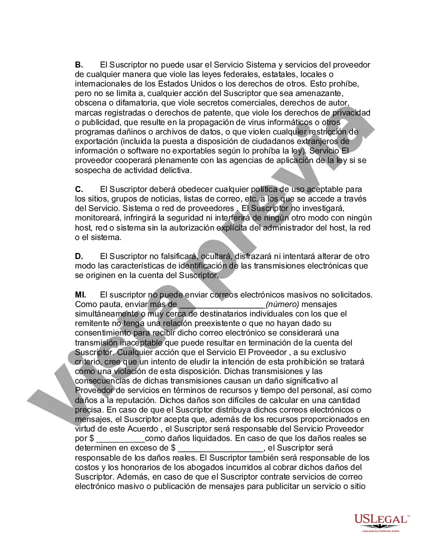 Preview Acuerdo de proveedor de servicios de Internet