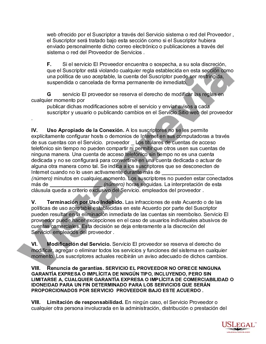 Preview Acuerdo de proveedor de servicios de Internet