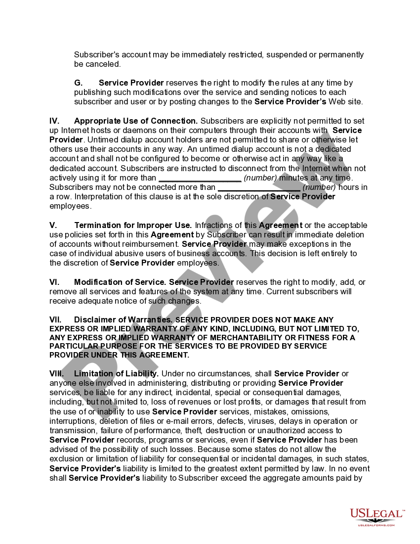 Internet Service Provider Agreement - Service Provider Agreement | US ...