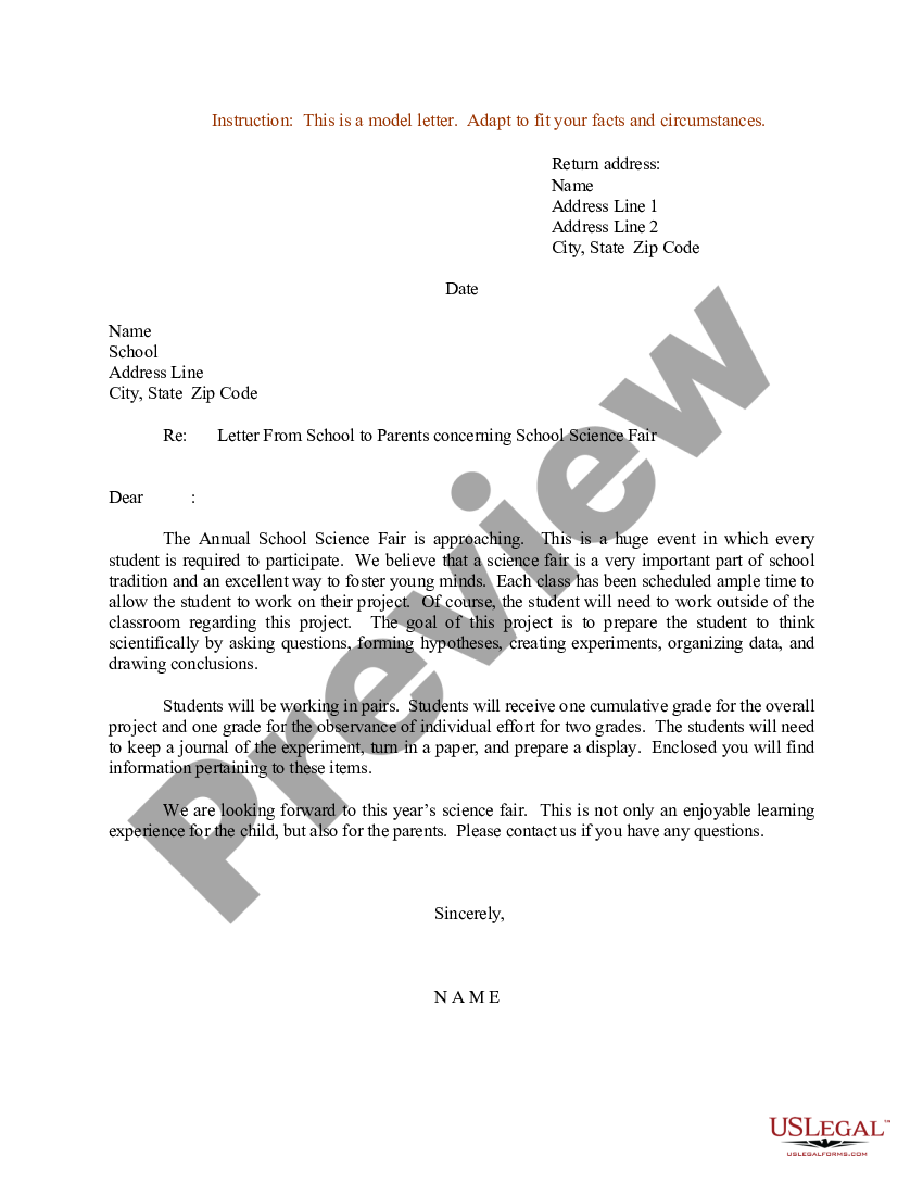 Wisconsin Sample Letter for Letter From School to Parents concerning ...