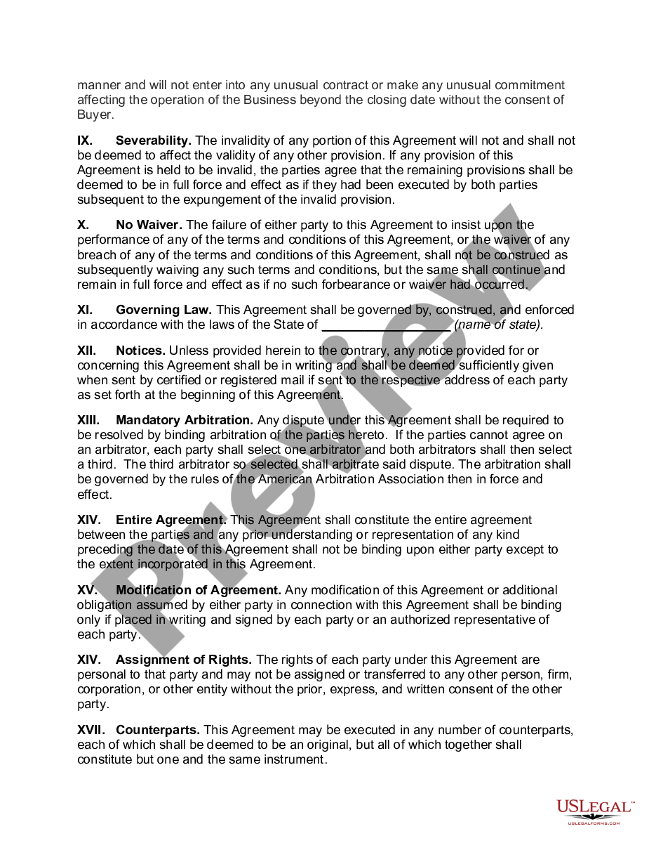 page 2 Agreement for Sale of Business by Sole Proprietorship including Purchase of Real Property preview