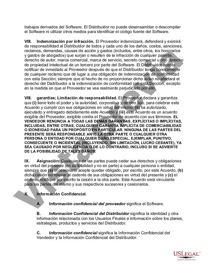Preview Acuerdo de distribución de software: derecho a proporcionar y comercializar software a los usuarios finales