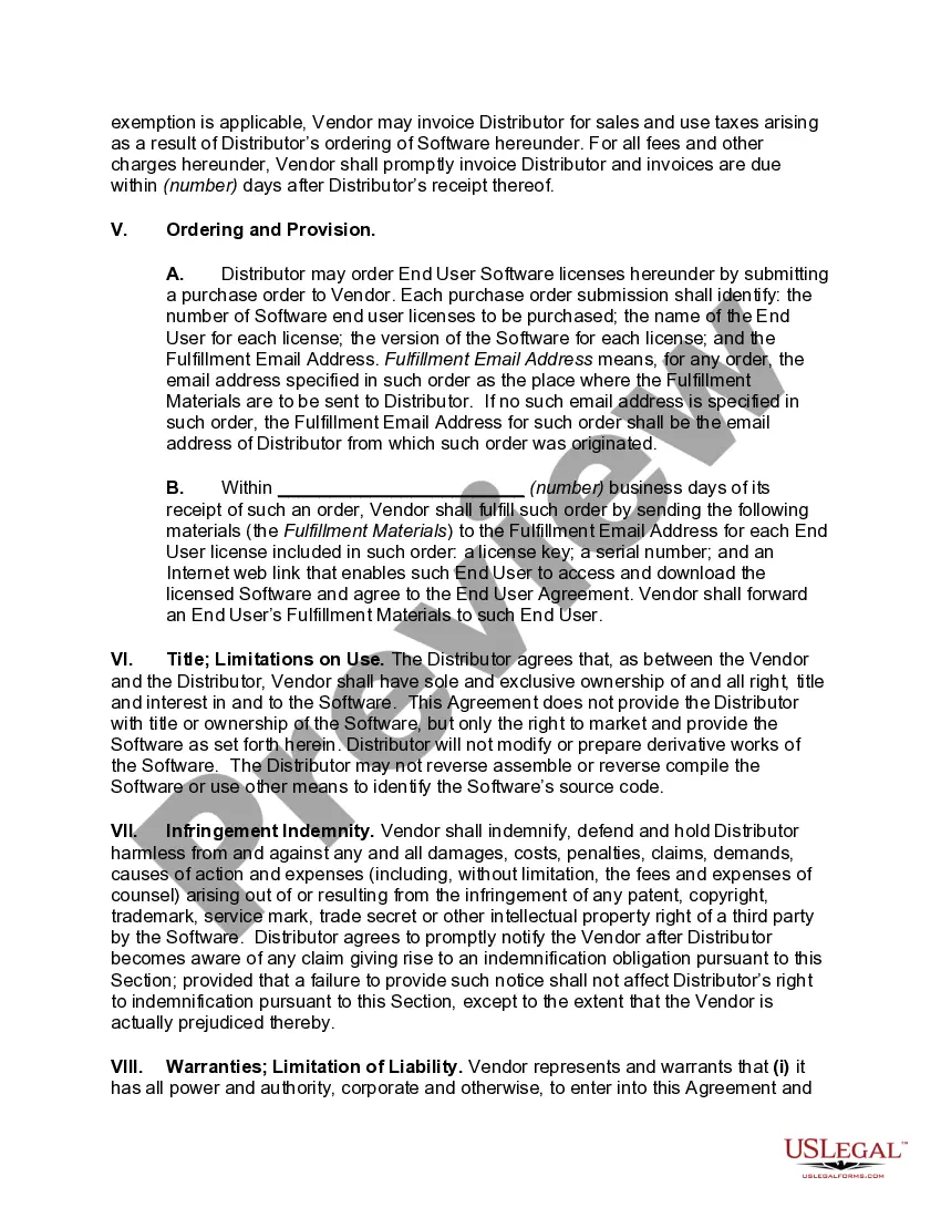 Get Software Distribution Agreement - Right to Provide and Market Software to End Users Preview Software Distribution Agreement - Right to Provide and Market Software to End Users