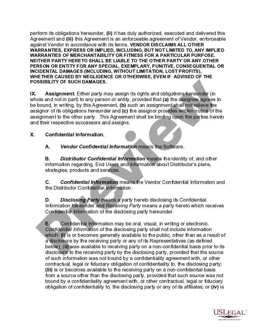 Get Software Distribution Agreement - Right to Provide and Market Software to End Users Preview Software Distribution Agreement - Right to Provide and Market Software to End Users