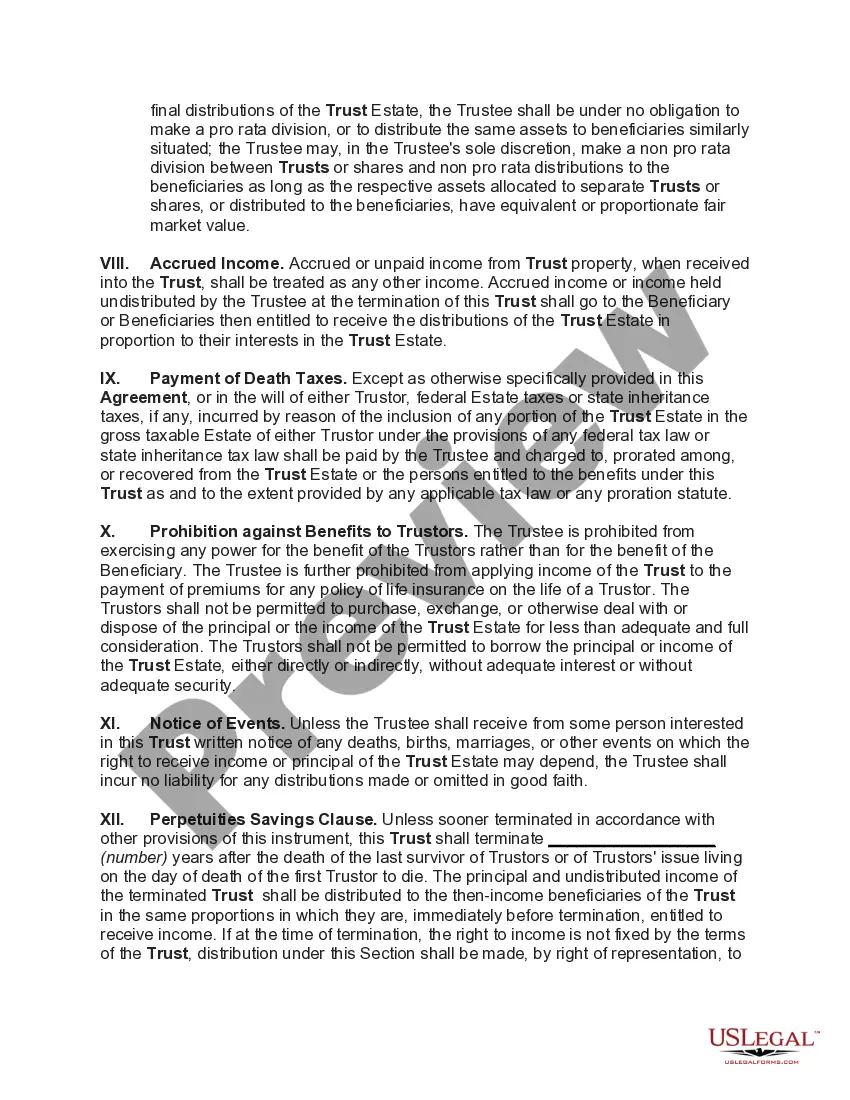 Preview Crummey Trust Agreement for Benefit of Child with Parents as Trustors