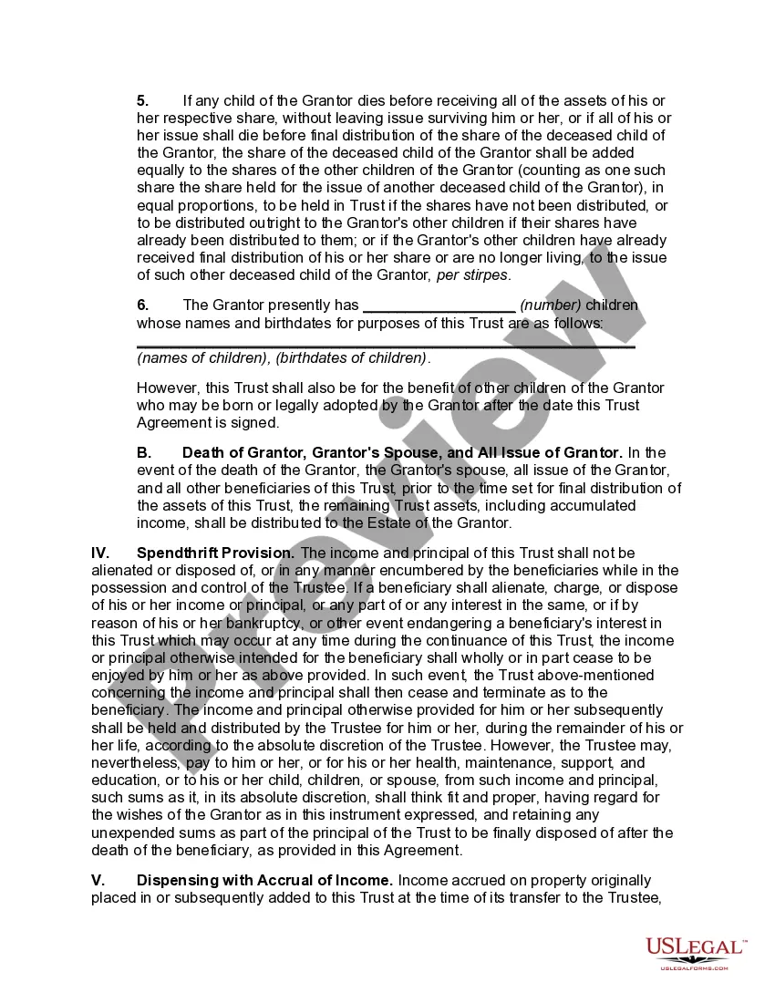 Preview Irrevocable Life Insurance Trust - Beneficiaries Have Crummey Right of Withdrawal