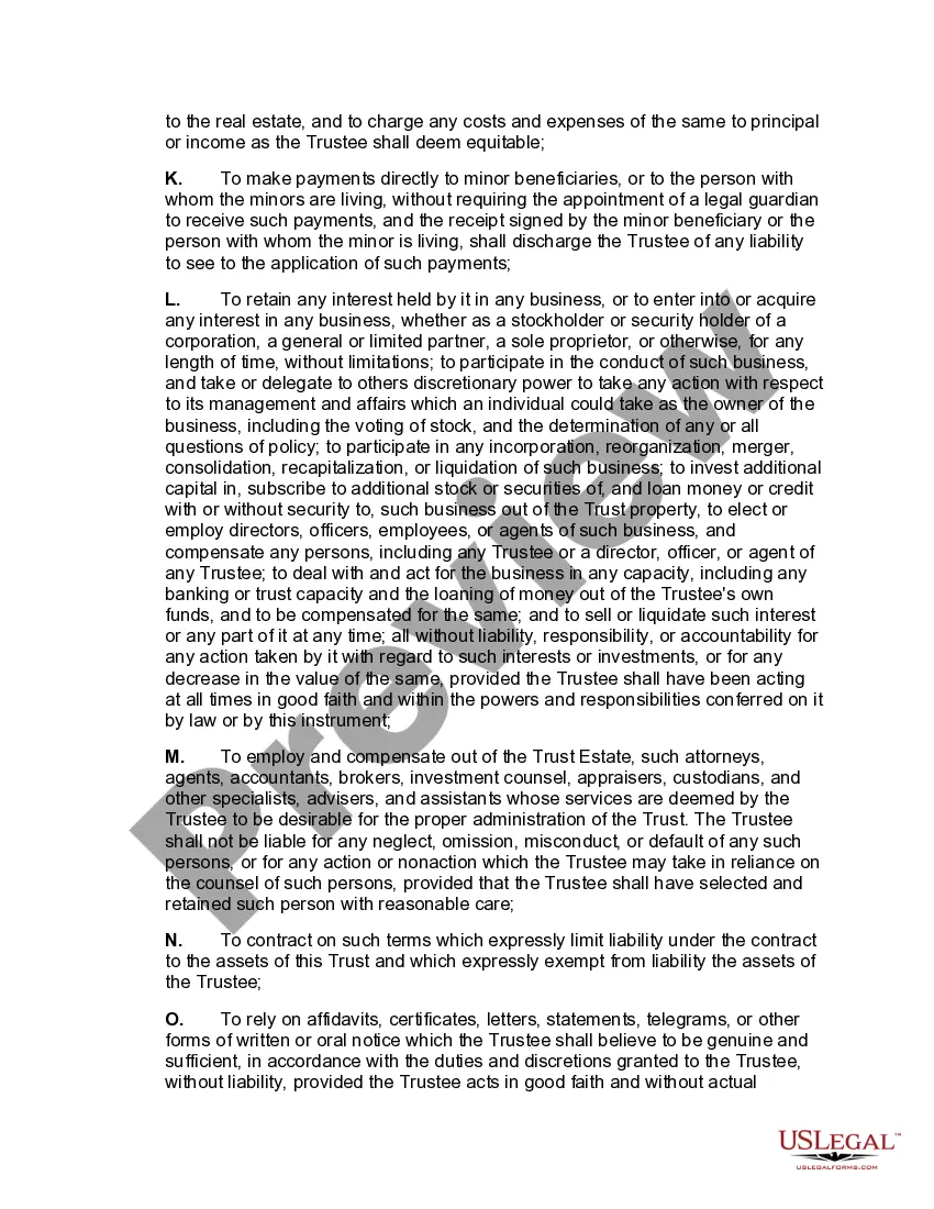 Preview Irrevocable Life Insurance Trust - Beneficiaries Have Crummey Right of Withdrawal