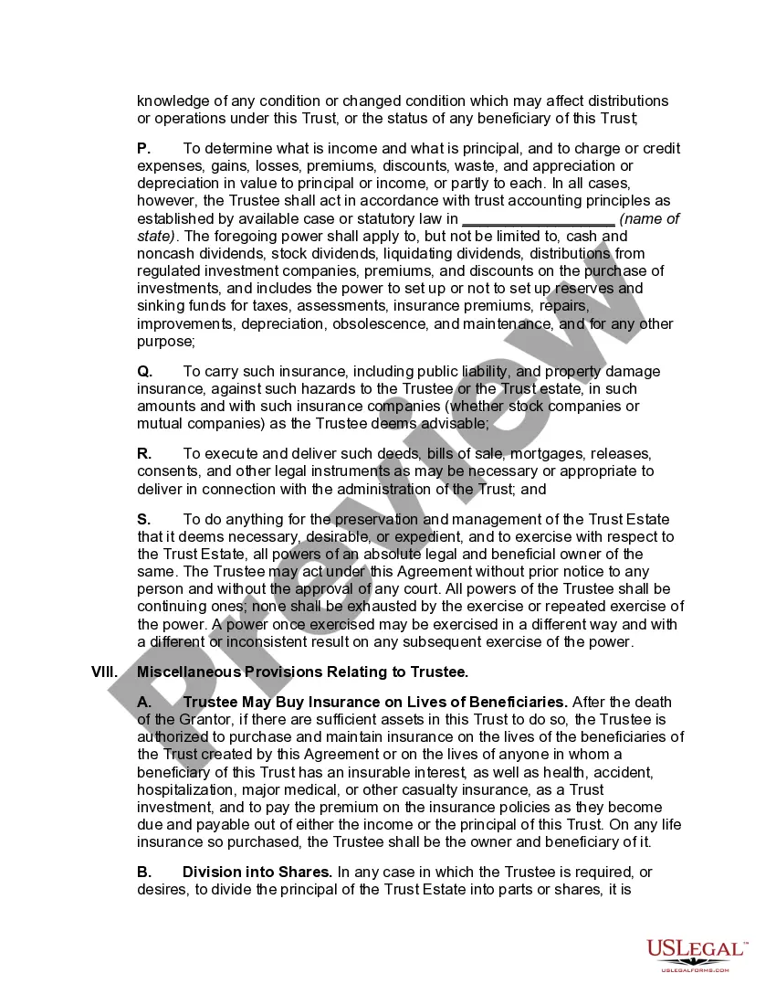 Preview Irrevocable Life Insurance Trust - Beneficiaries Have Crummey Right of Withdrawal