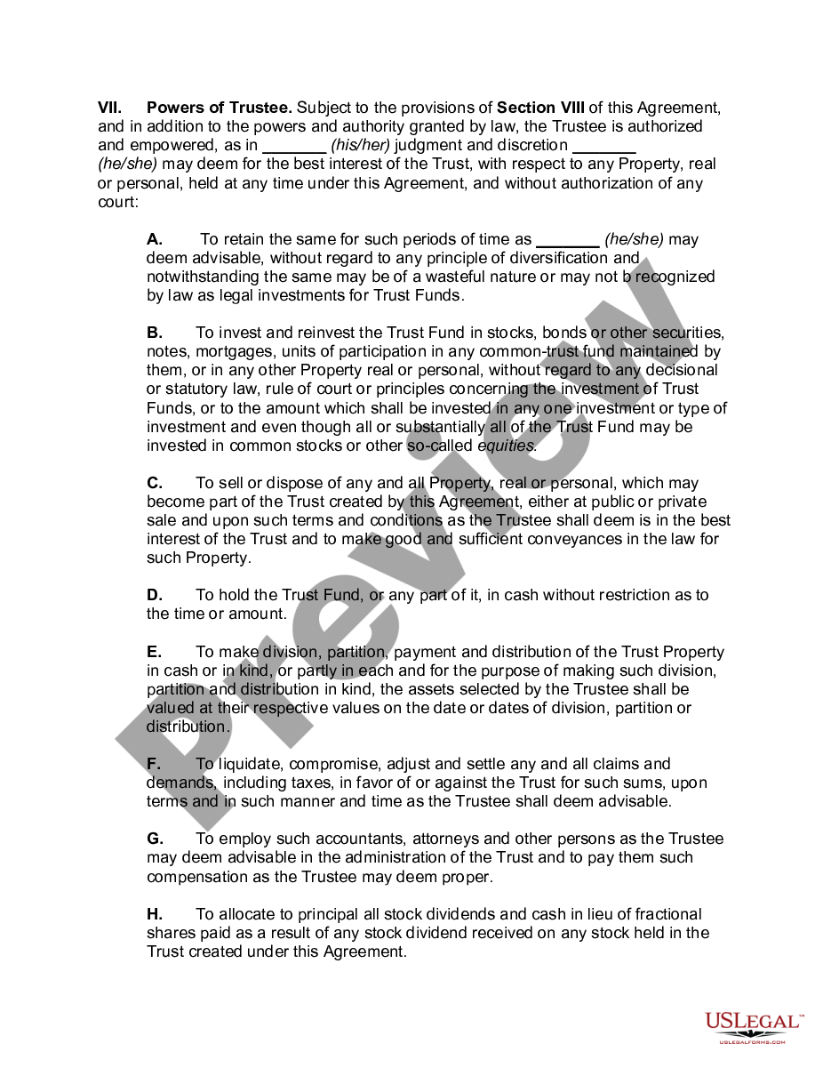page 2 Irrevocable Trust Agreement Setting up Special Needs Trust for Benefit of Multiple Children preview