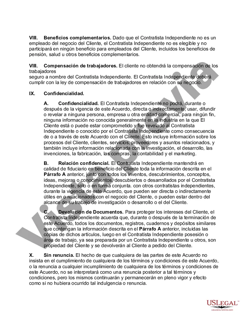 Preview Contrato con contratista independiente para prestar servicios publicitarios a una empresa de servicios financieros