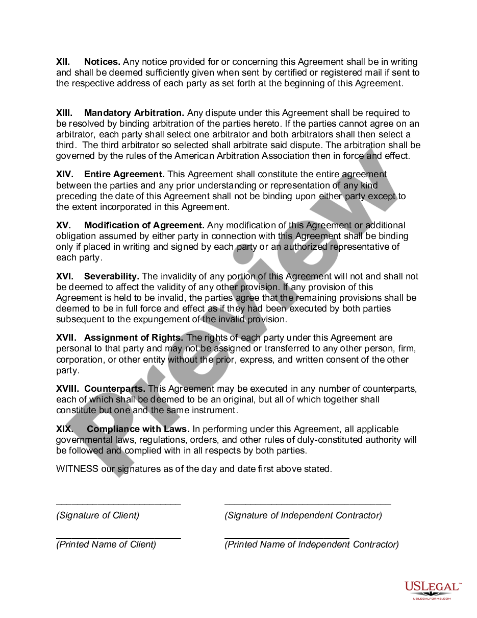 page 2 Contract with Independent Contractor to Perform Advertising Services to a Financial Services Business preview