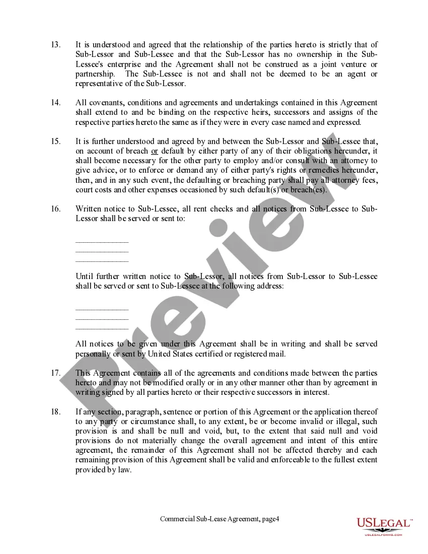 Preview Commercial Sublease
