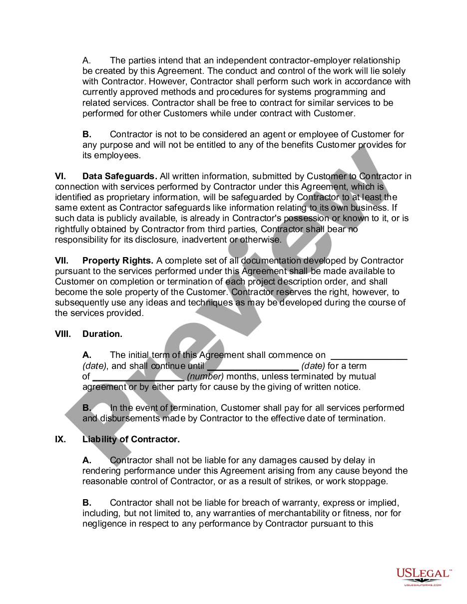 page 2 Contract with Independent Contractor for Systems Programming and Related Services preview